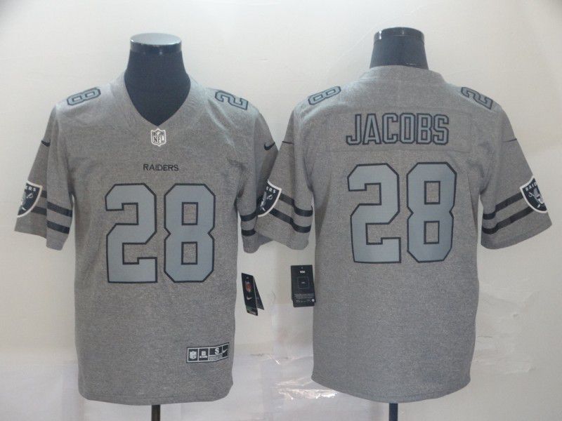 Men Oakland Raiders #28 Jacobs Grey Retro Nike NFL Jerseys